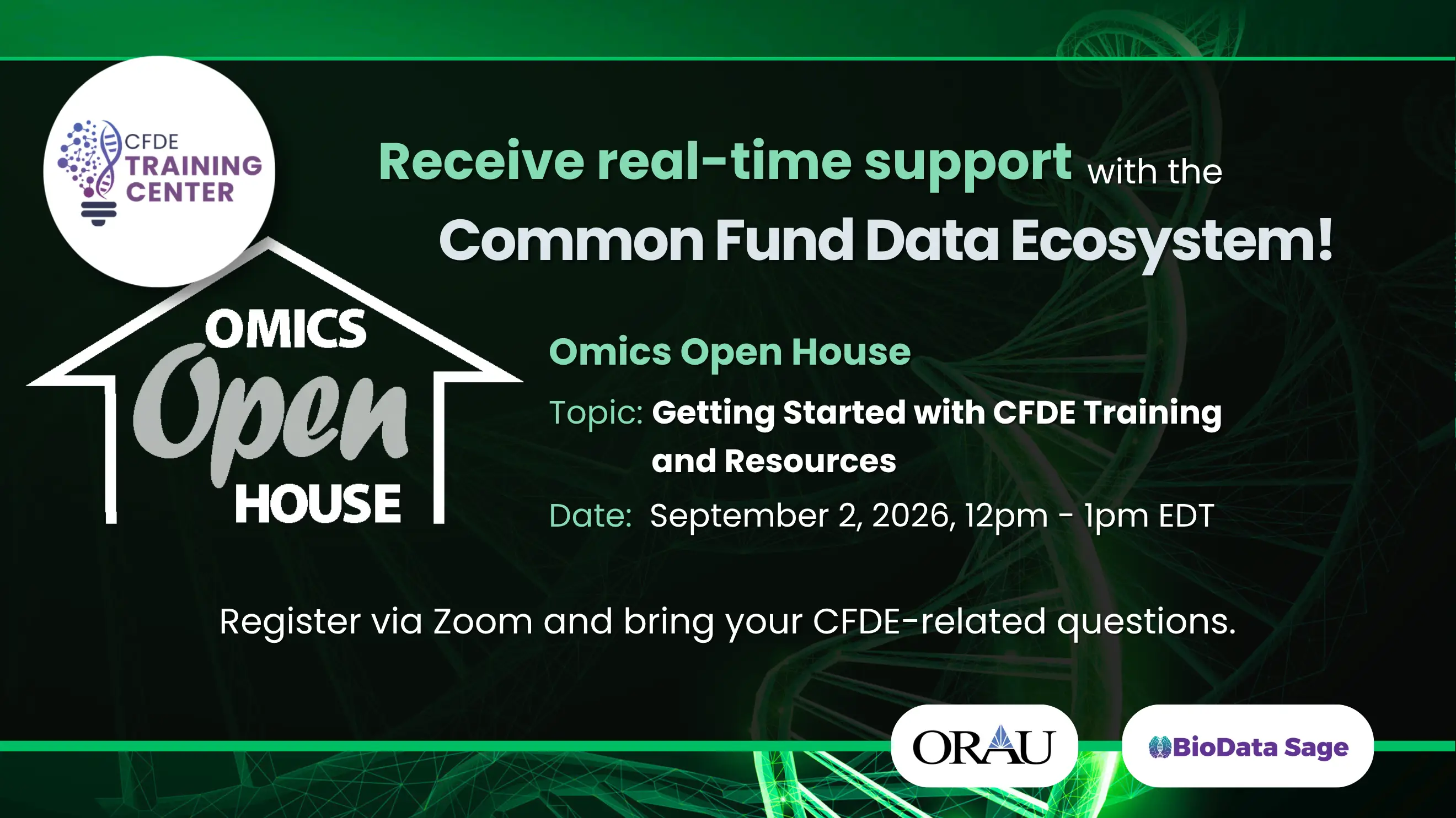 graphic describing the omics open house for cfde on September 2, 2026