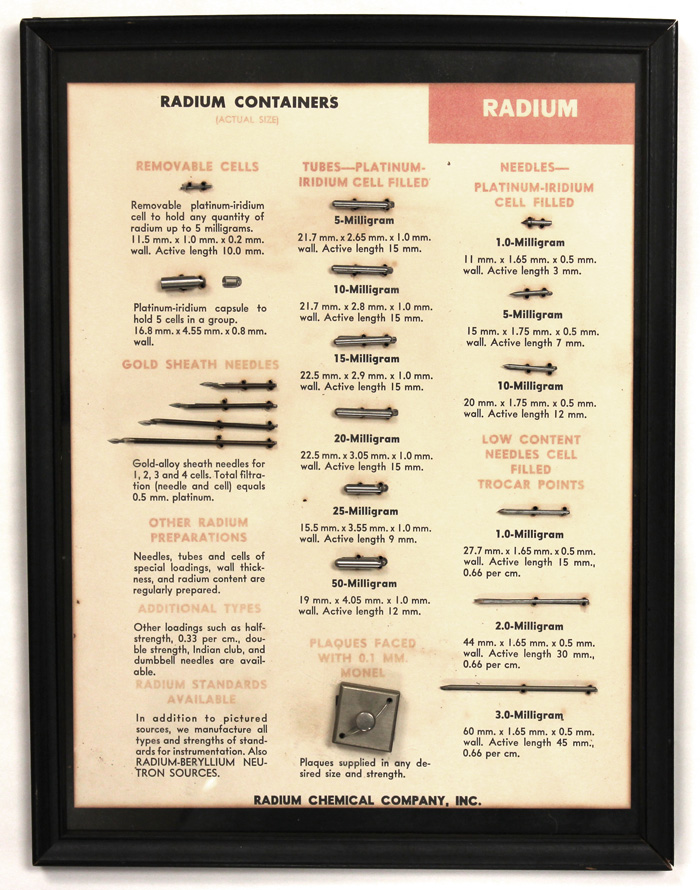 Radium Chemical Company Display of Radium Containers