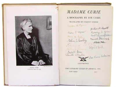 Autographed Copy of Marie Curie's Biography