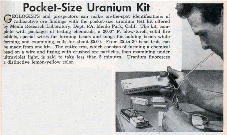 Menlo Research Laboratory Uranium Test Kit 