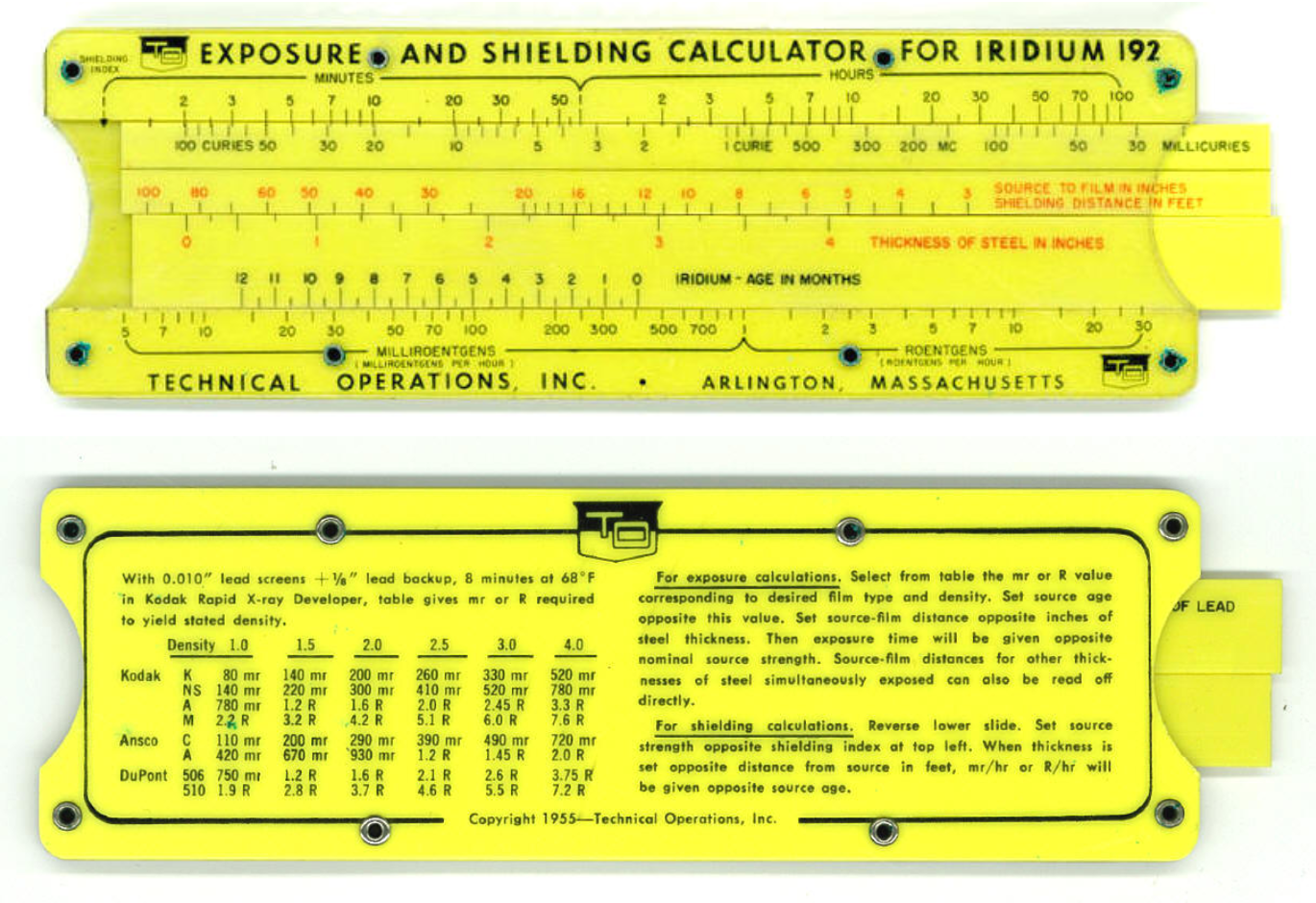 Ir-192 Industrial Radiography Slide Rule