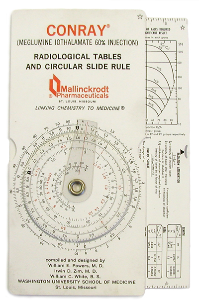 Mallinckrodt Radiological Tables and Circular Slide Rule (late 1960s, 1970s)