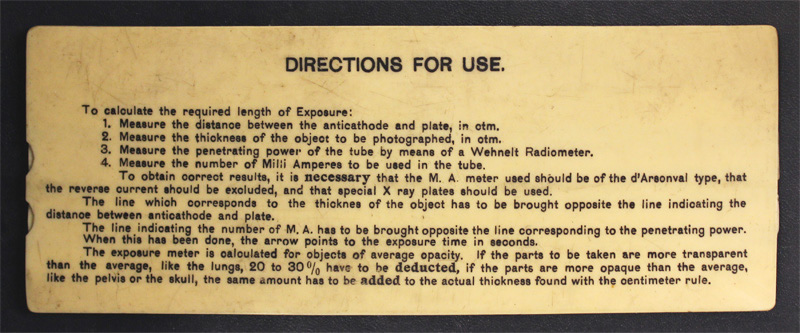 Schall & Son X-Ray Exposure Rule (ca. 1912)