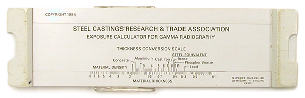SCRATA Exposure Calculator for Gamma Radiography (ca. 1960s)