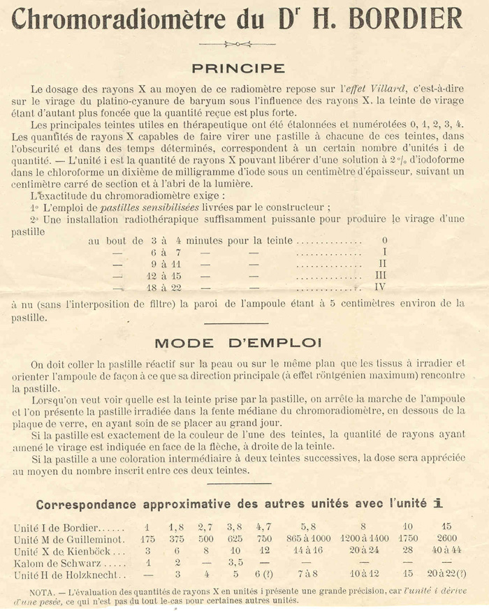 Dr. Bordier's Chromoradiomètre (ca. 1911-1920)