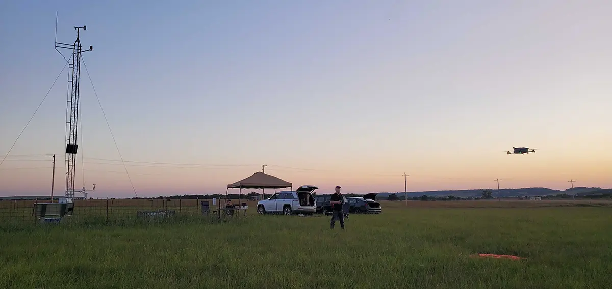 ATDD engineer and drone pilot David Senn pilots an unmanned aircraft flight.