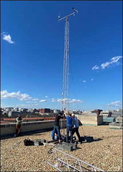 UrbanNet tower installation on the top of the Department of Commerce building in Washington, D.C.