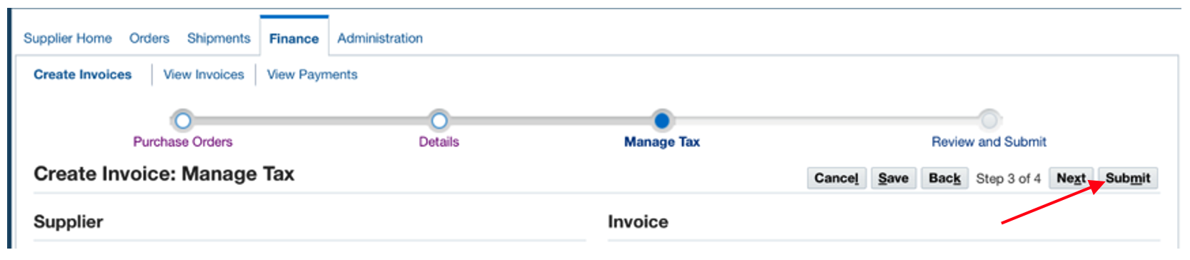 Verify your information and either click ‘Back’ to make corrections or Click ‘Submit.’