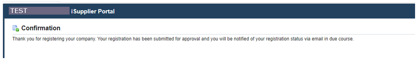 Supplier Registration has been submitted.