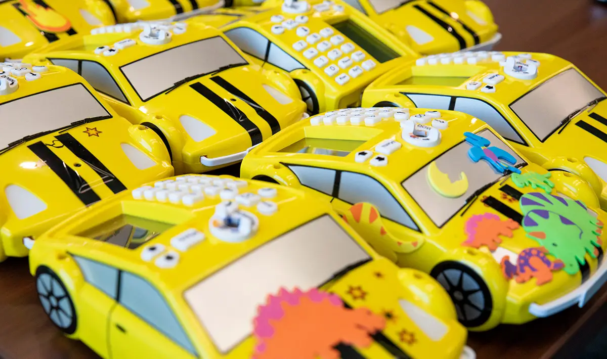 Toy cars for student coding workshop