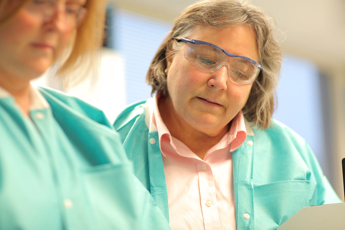 Donna Cragle in a lab setting