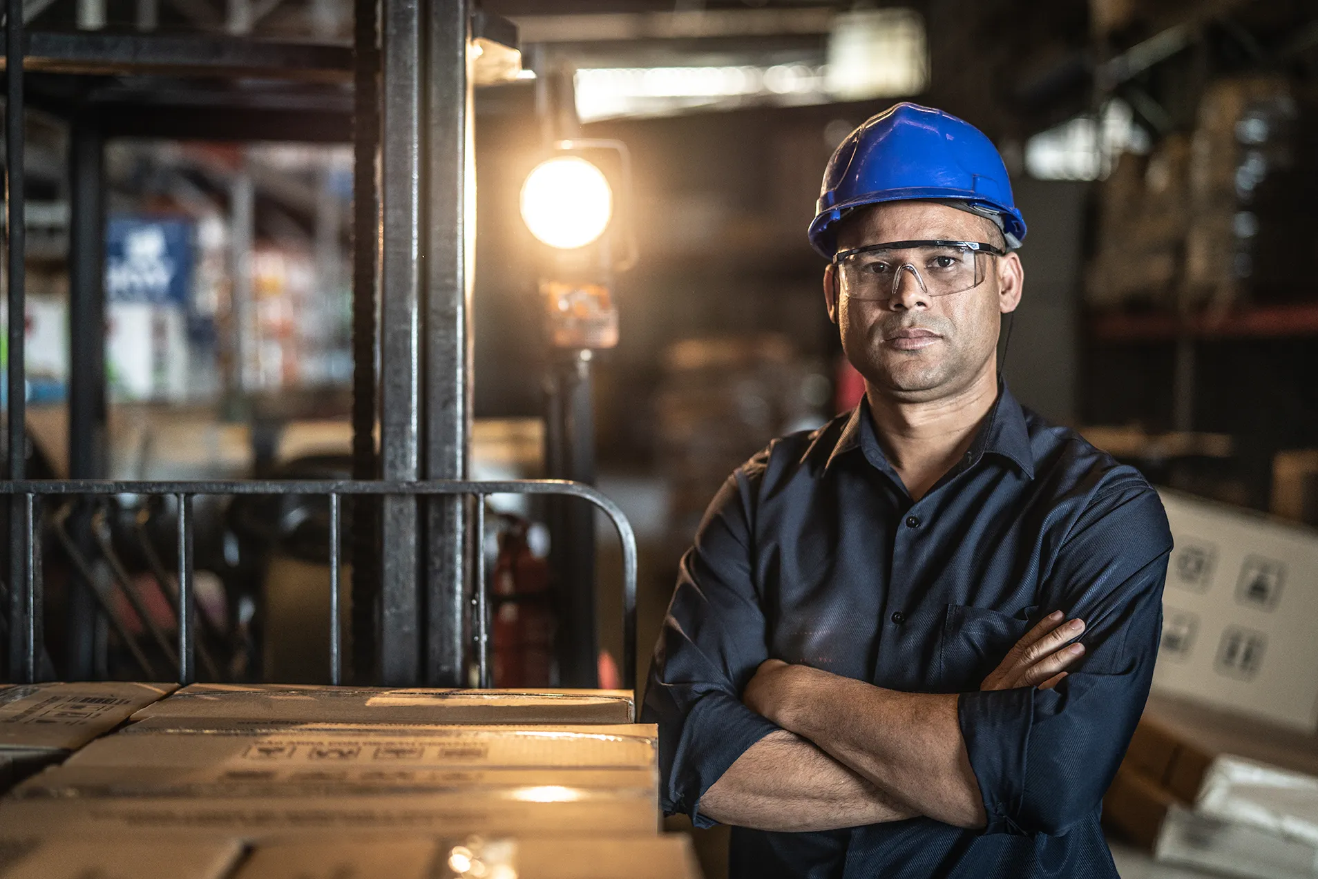 A male worker in an industrial setting